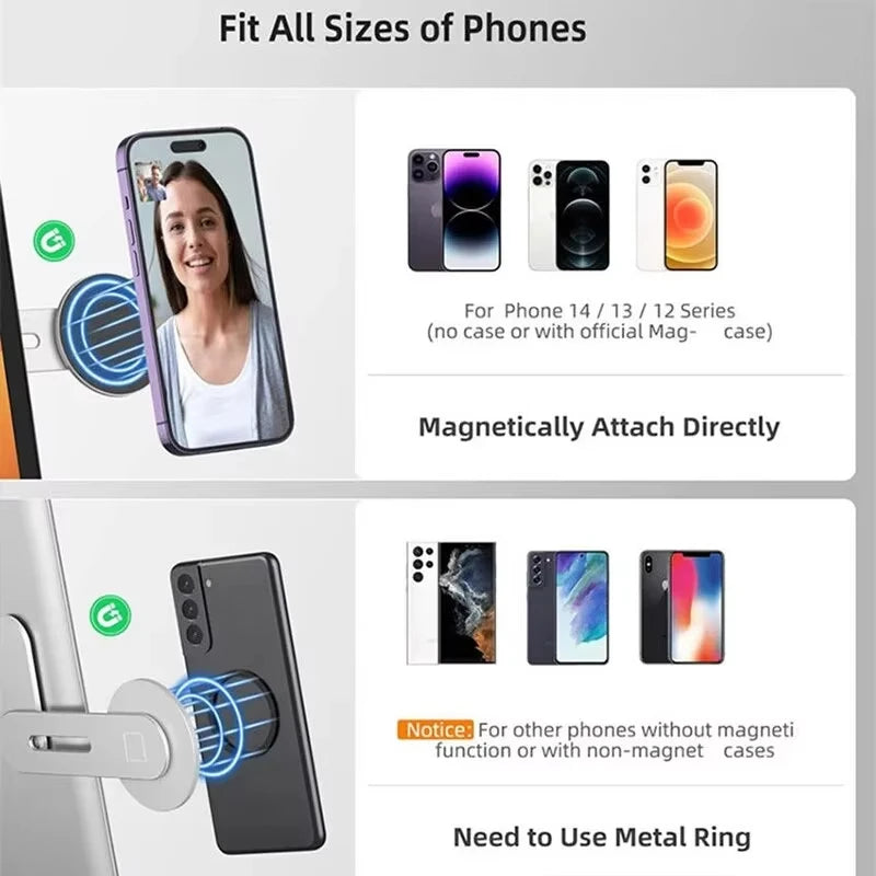Magnetic Phone Stand for Laptop & Monitor – Foldable Aluminum Dual Screen Mount