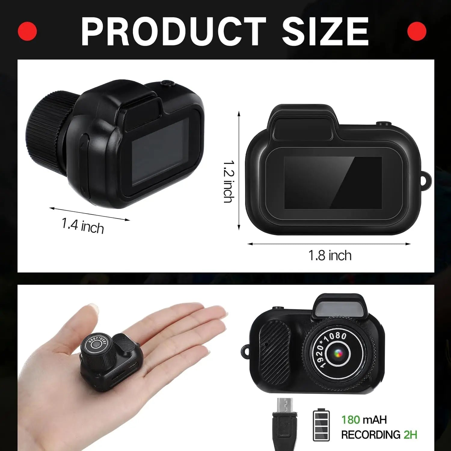 Mini Keychain Camera – 8MP 1080P HD, Compact Body Cam with Screen & SD Card Support