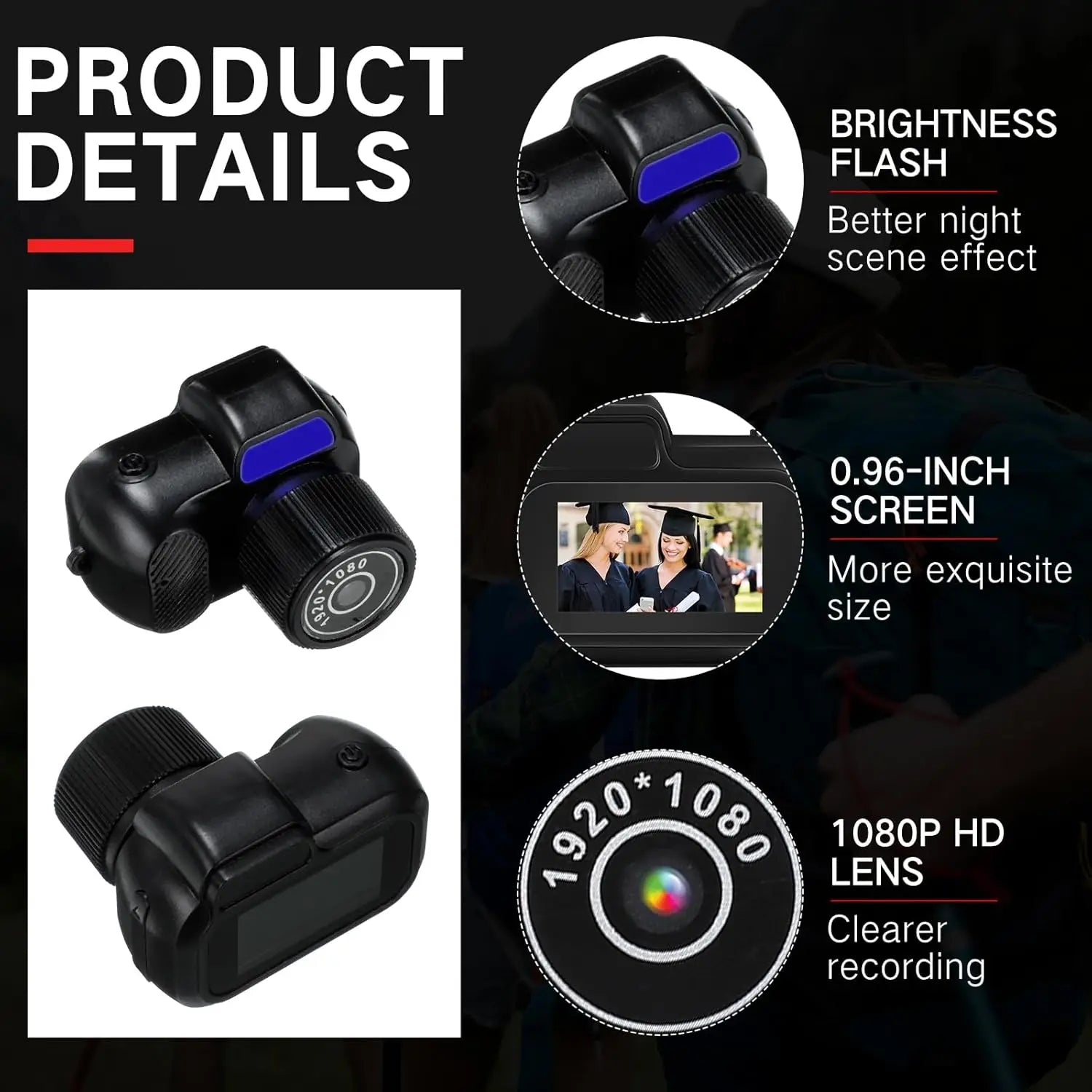 Mini Keychain Camera – 8MP 1080P HD, Compact Body Cam with Screen & SD Card Support