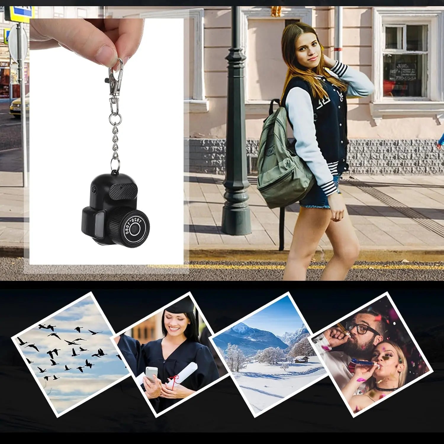 Mini Keychain Camera – 8MP 1080P HD, Compact Body Cam with Screen & SD Card Support