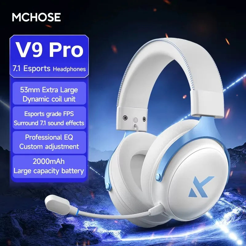 MCHOSE V9 Pro Wireless Gaming Headset – Bluetooth, 3-Mode, Noise Cancelling with Mic
