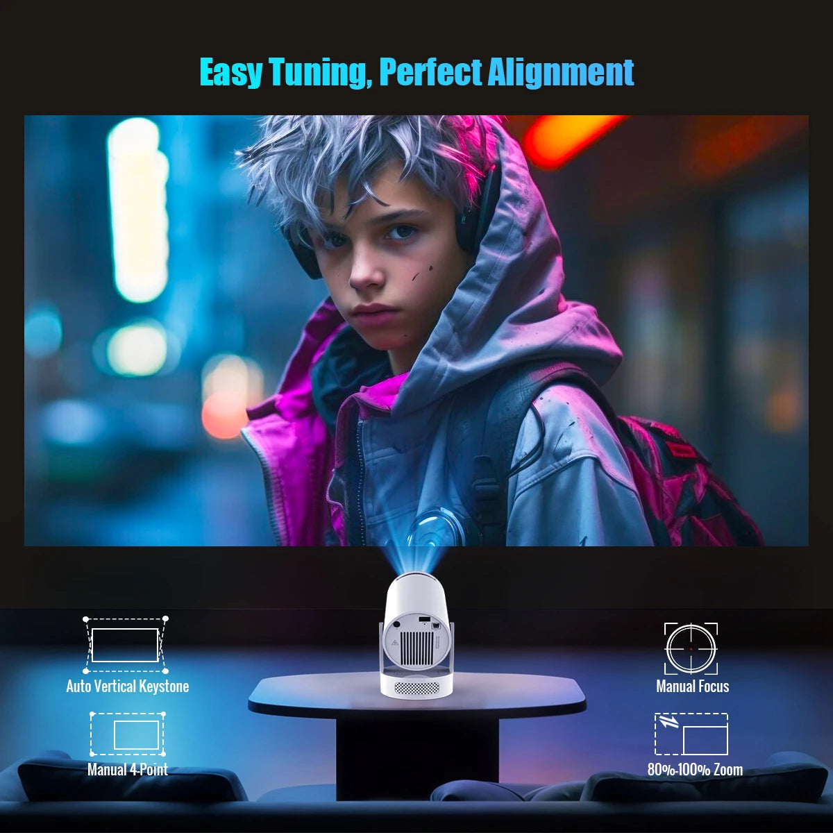 Magcubic HY300 PRO+ Mini Projector – 8K Android 14, WiFi 6, 8000 Lumens, Home Cinema