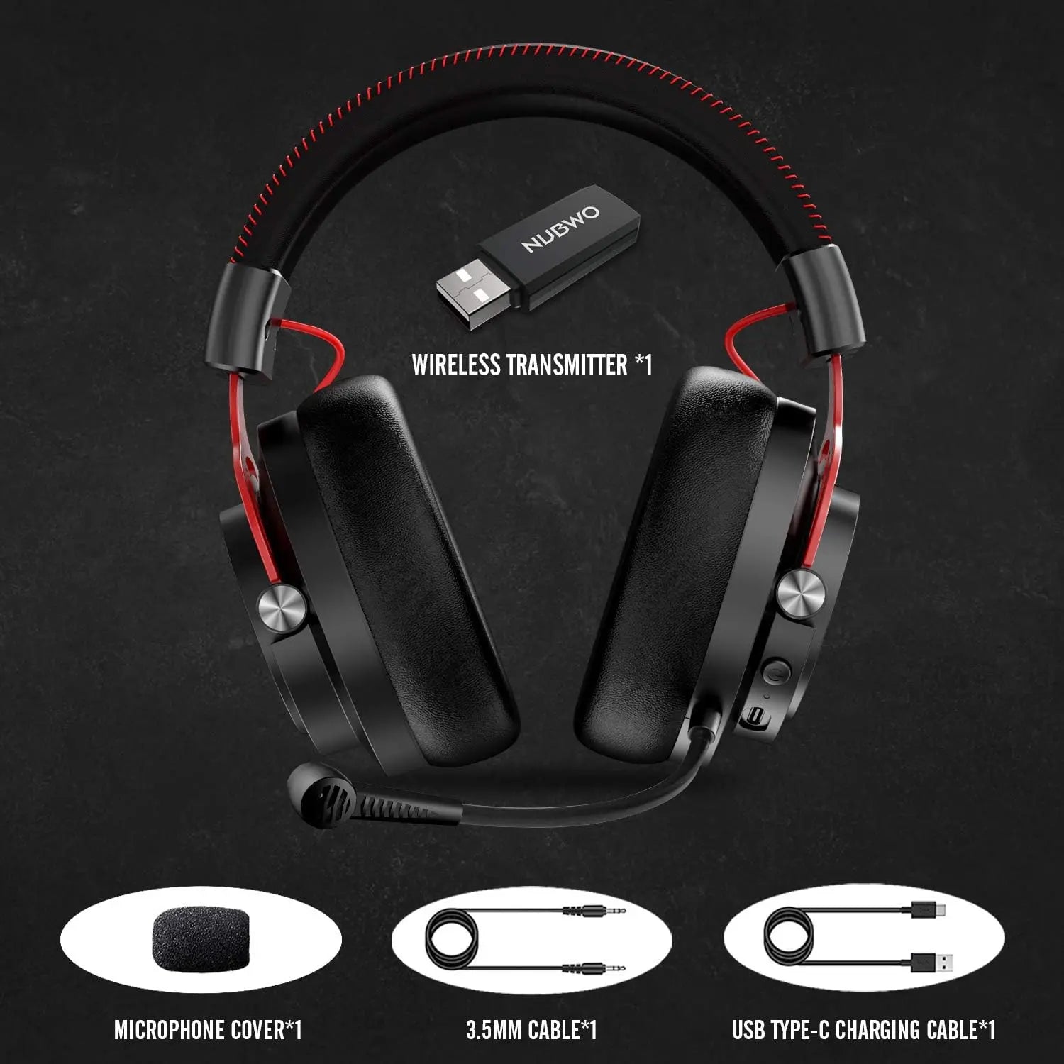 NUBWO G03 Wireless Gaming Headset – 2.4G, PS4/PS5/PC, Noise Cancelling Mic