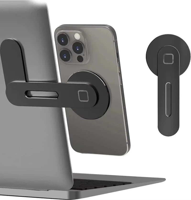 Magnetic Phone Stand for Laptop & Monitor – Foldable Aluminum Dual Screen Mount